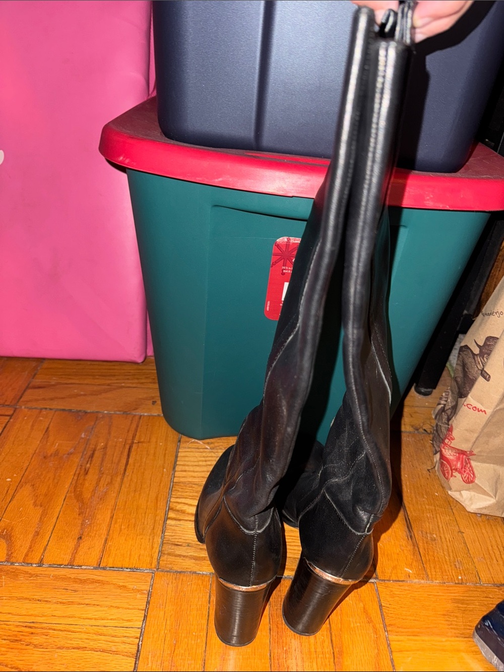 Michael Kors Black Tall Leather Block Heel Boots